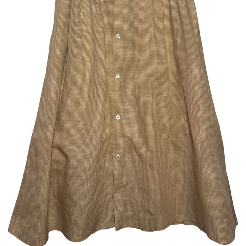 Vtg 1970's Ralph Lauren Cotton Linen Blend Button Front Prairie Midi Skirt - Picture 3 of 7